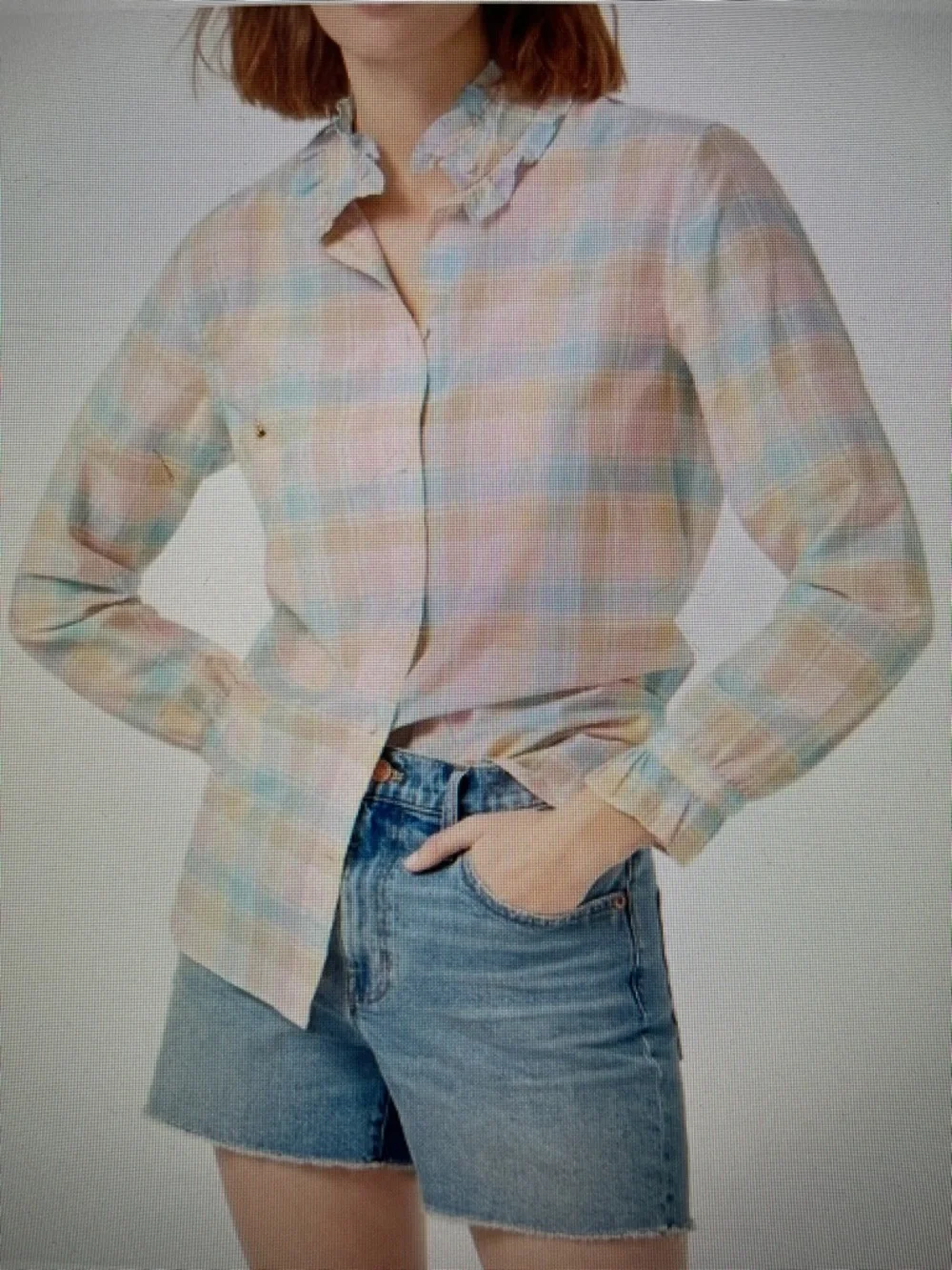 J Crew Women's Pastel Plaid Ruffle Neck Silk Blend Button Down Top Size S NWT - Picture 2 of 12